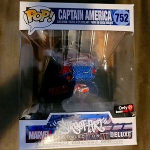 Funko Pop Marvel Street Art Deluxe Captain America #752 Gamestop Exclusive NIB